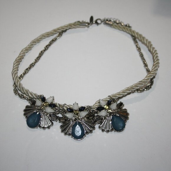 💎 Silver Cord & Rhinestone Statement Necklace · NY&C Glam - Picture 2 of 4